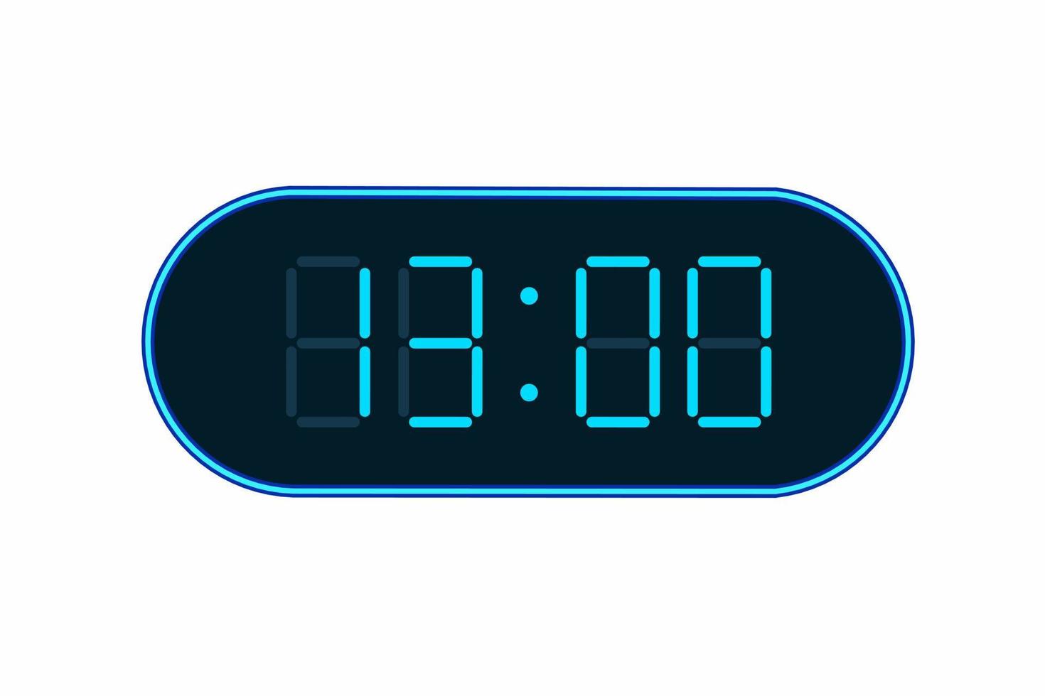 Vector flat illustration of a digital clock displaying 13.00 . Illustration of alarm with digital number design. Clock icon for hour, watch, alarm signs