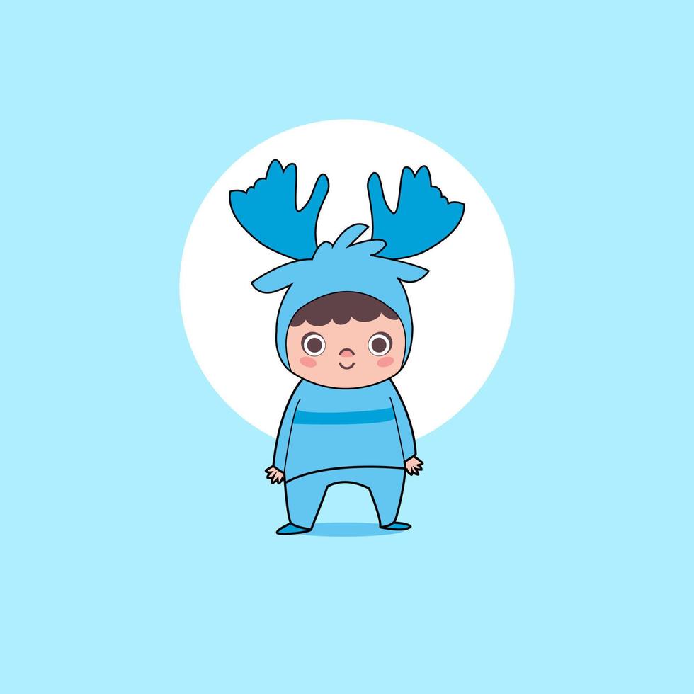 cute boy with deer costume logo vector