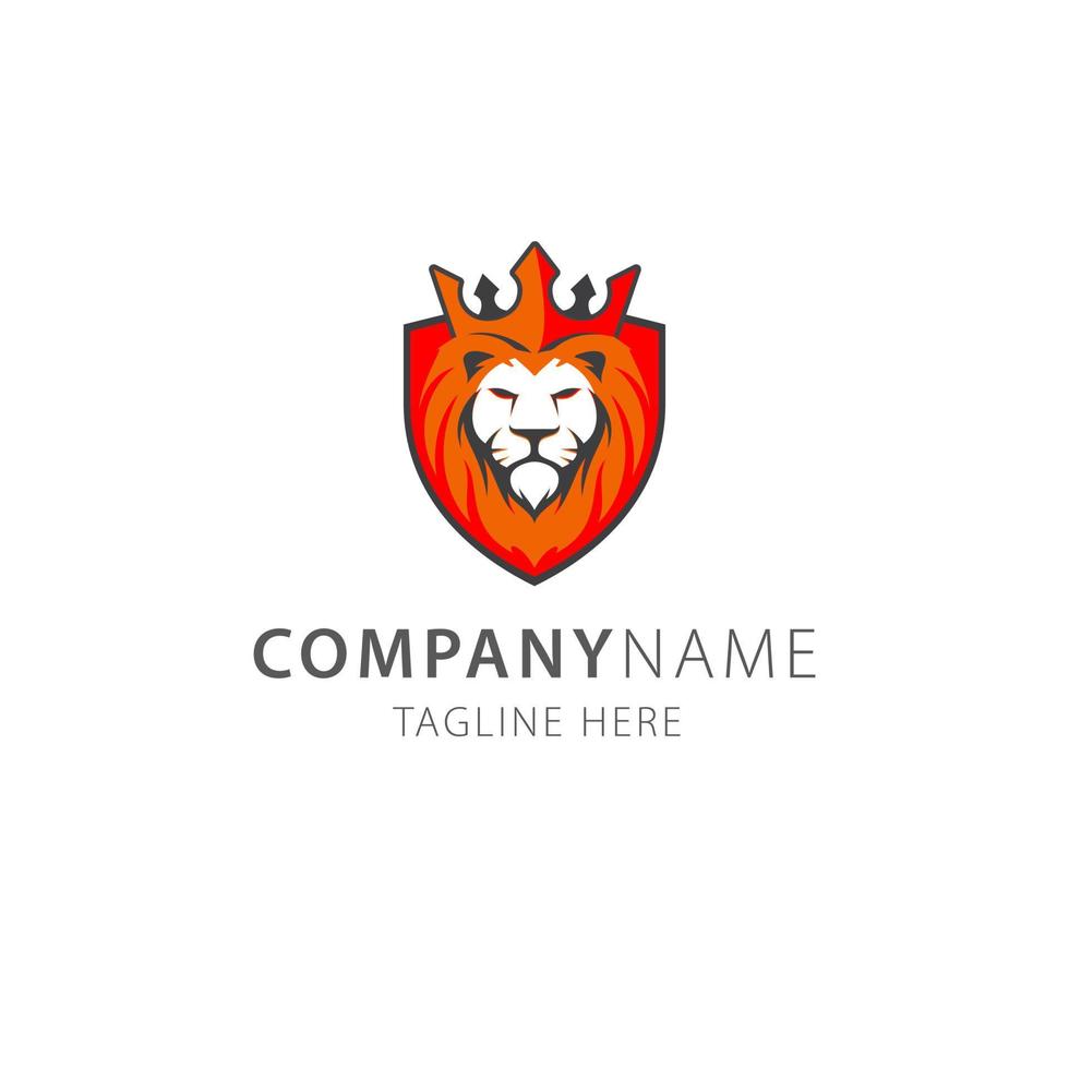 Lion King with fire shield logo vector