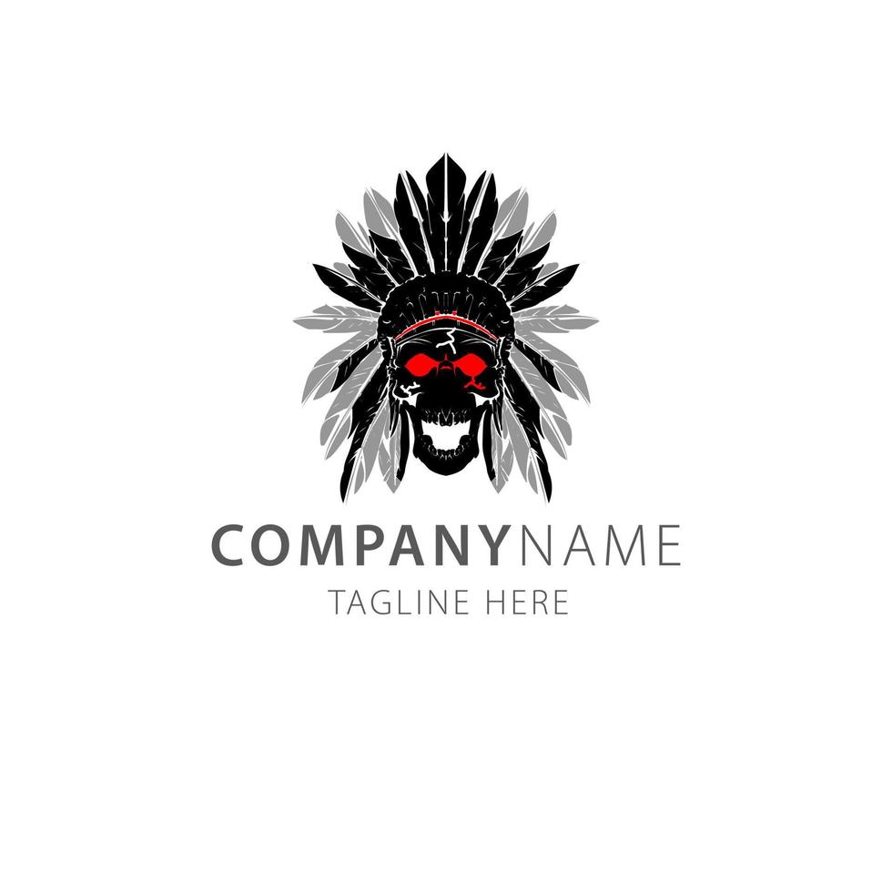 skull apache indian warrior logo vector