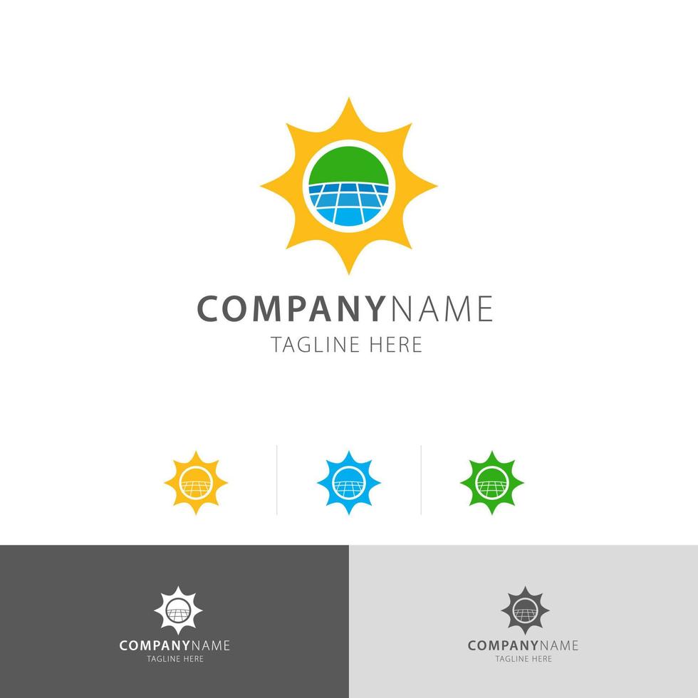 solar panel nature sunshine logo vector