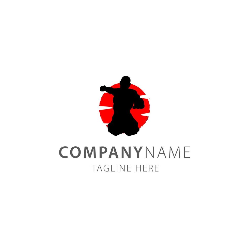 silhouette punch boxing logo vector