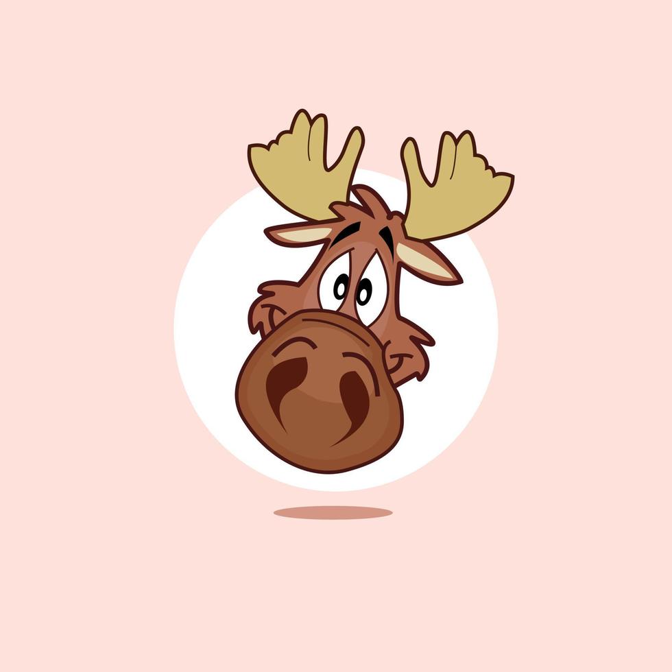 Cute funny head deer looking at front vector illustration