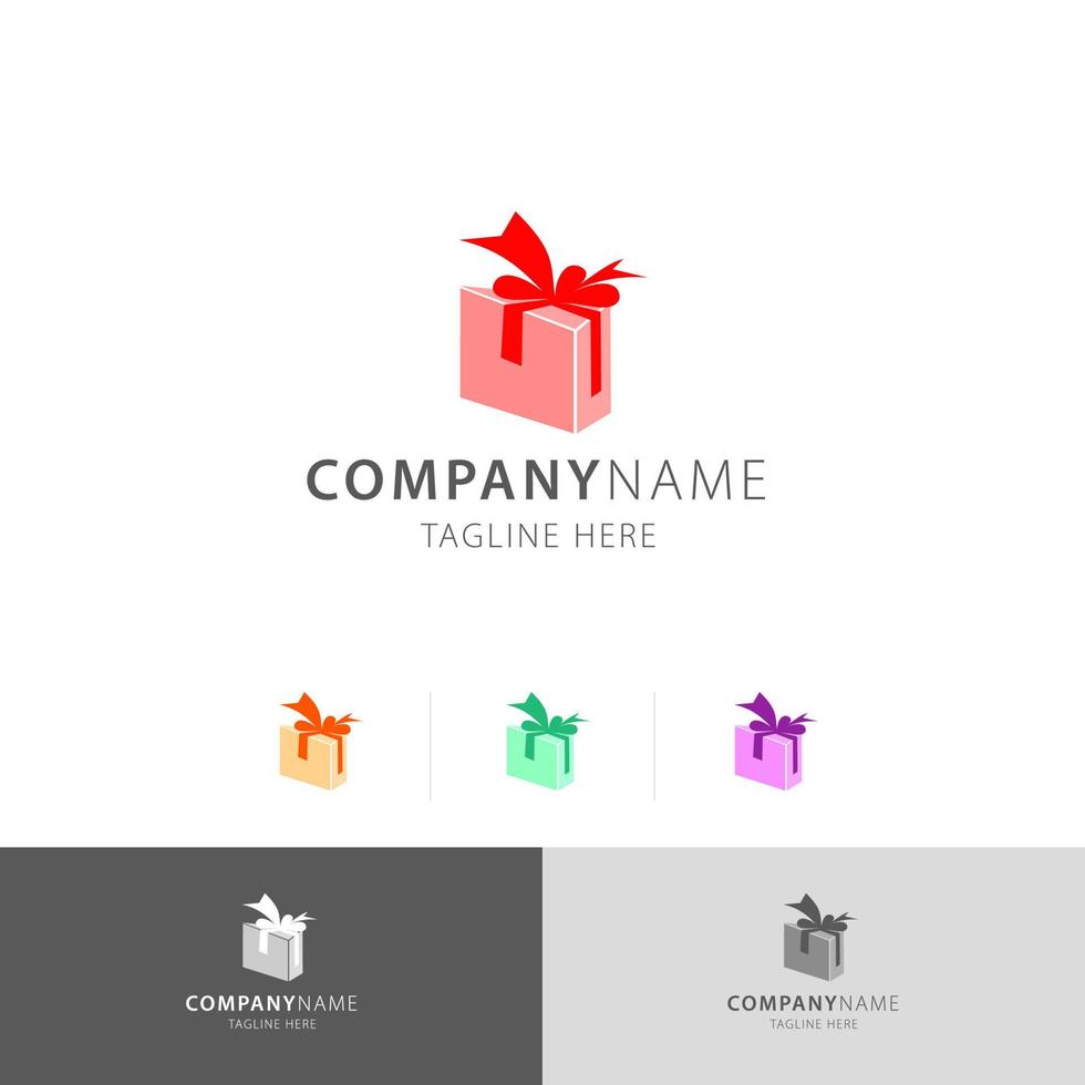 plantilla de diseño de logotipo de remitente de caja de regalo vector