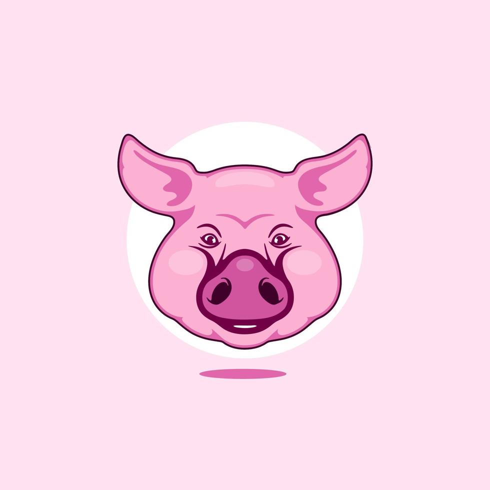 Pig Head Pink Cartoon vector illustration