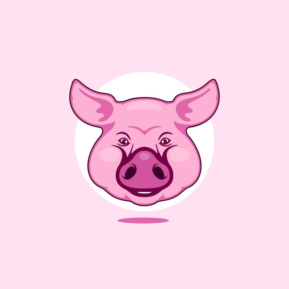 ilustración de vector de dibujos animados rosa cabeza de cerdo