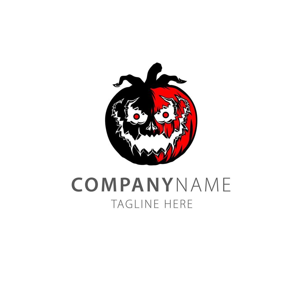scary halloween pumkin logo vector
