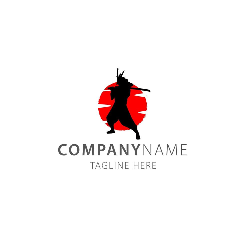 japanese samurai warrior with katana logo vector