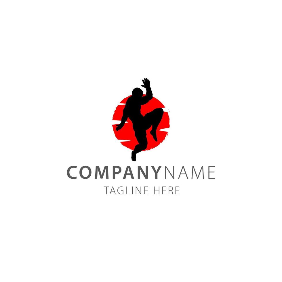 silhouette MMA kick fighter spirit logo vector