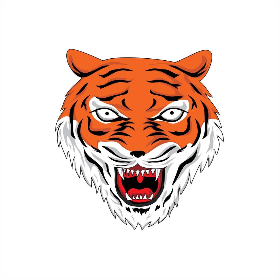 angry tiger head logo vector illustration. wild animal mascot and character.