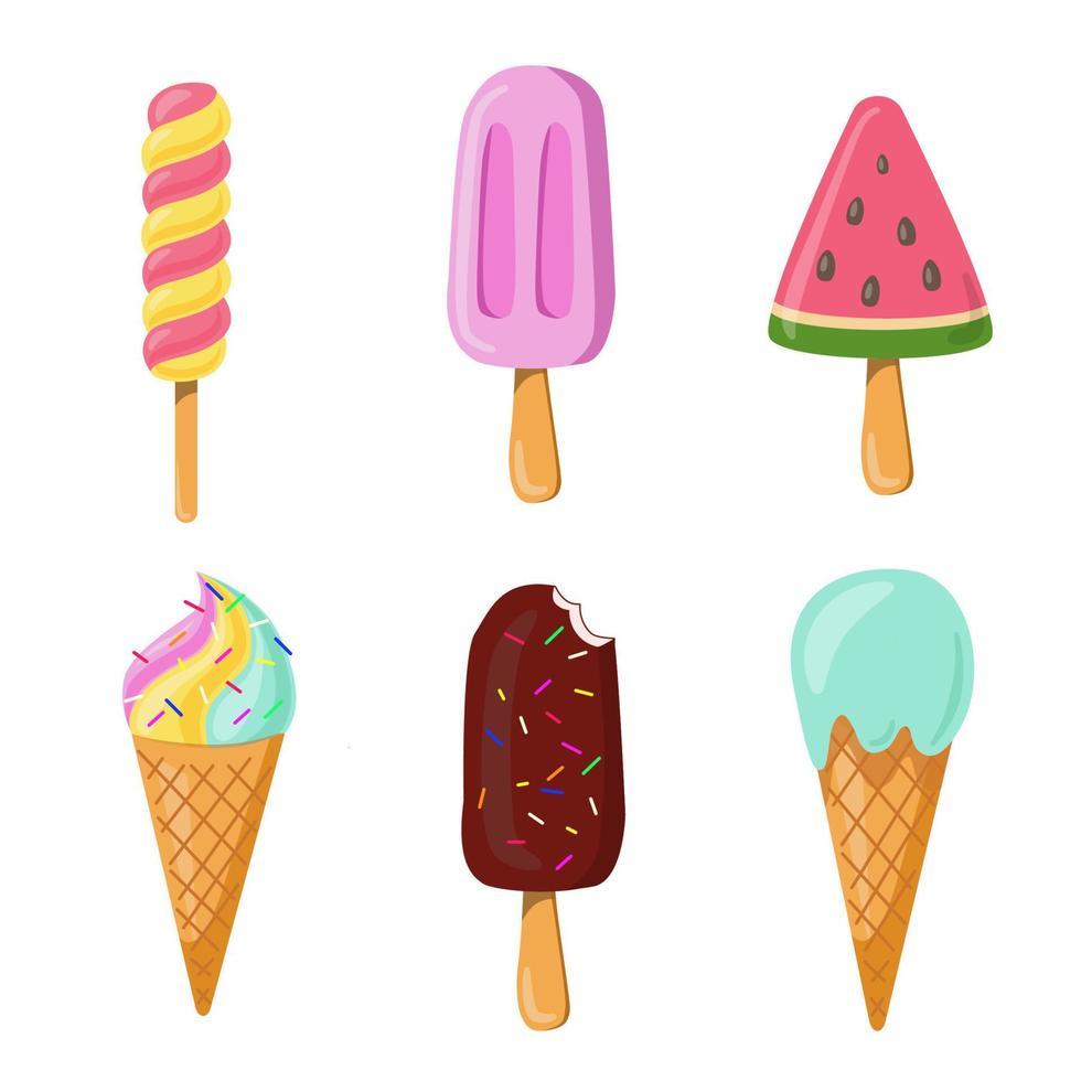 colección de helados. diseño de ilustración vectorial de estilo plano vector