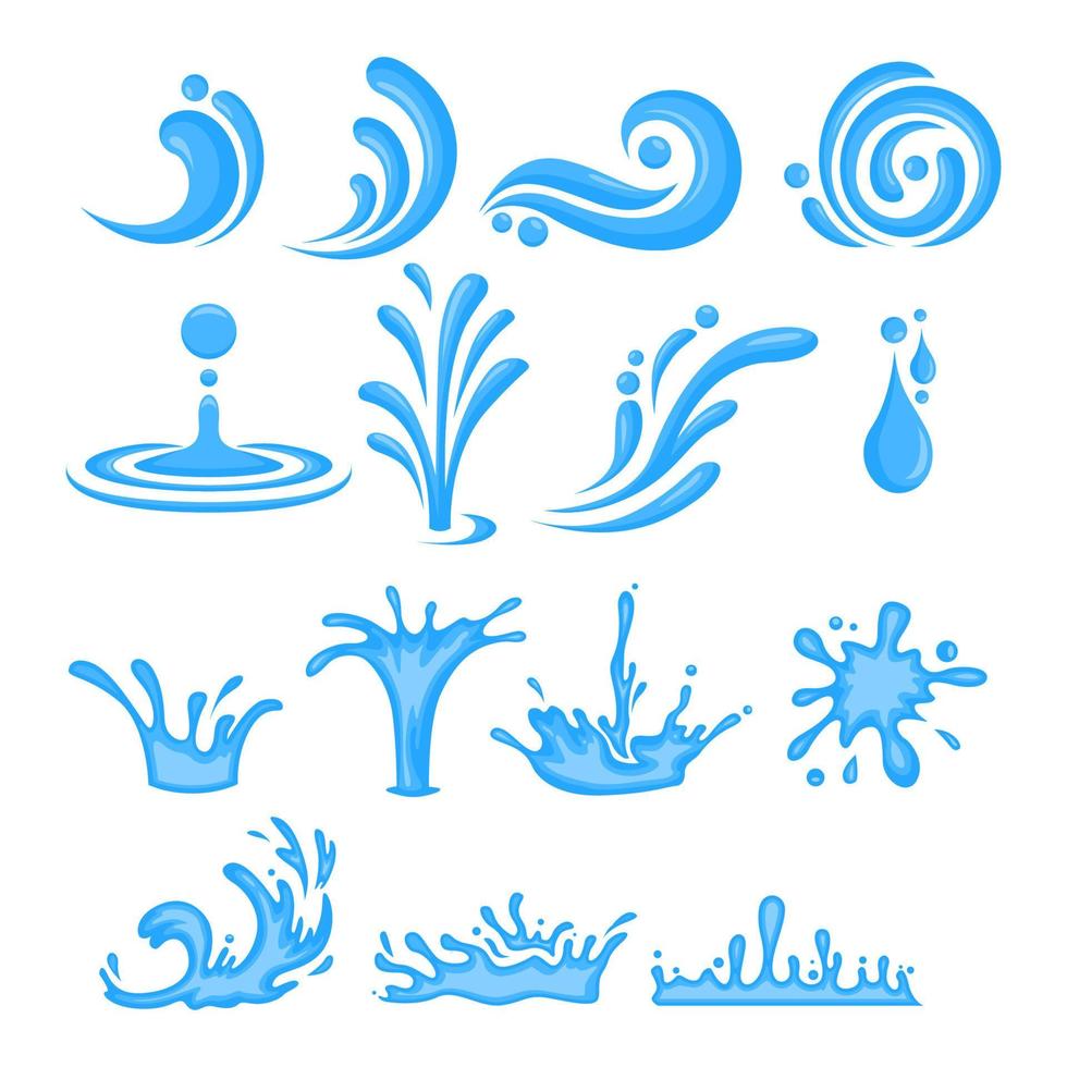 conjunto de elemento de ilustración de vector de agua azul, fondo, marco, efectos, diseño. EPS vectoriales 10. dibujos animados de agua.