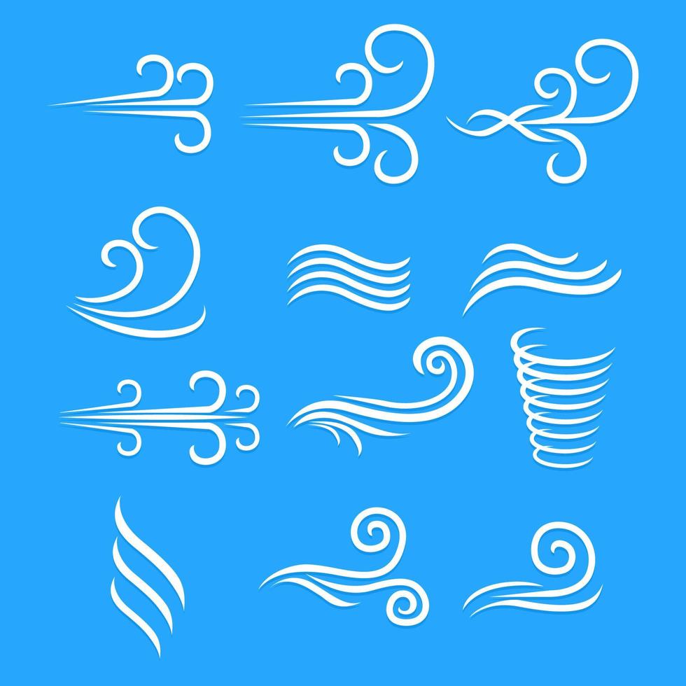 Set of wind vector illustration element, background, frame, effects, layout. Vector eps 10. Cartoon of wind.