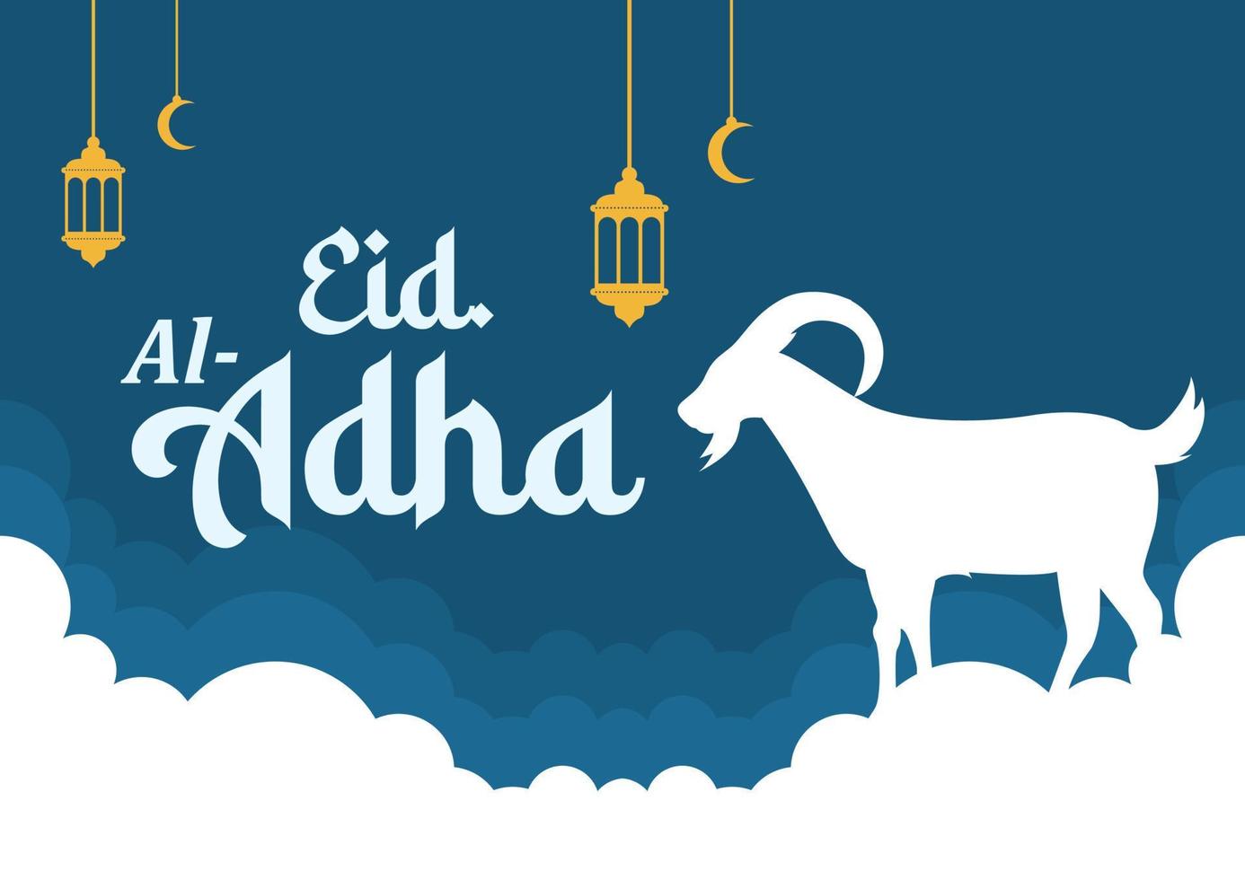 Eid al-Adha vector illustration. Fit for banner, cover, poster, flyer, backdrop, background. Eps 10. Islamic landscape background.