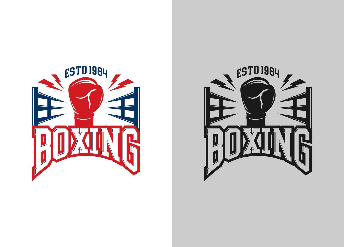 Boxing logo template. Boxing related design elements for prints, logos, posters. Vector vintage illustration. Eps 10