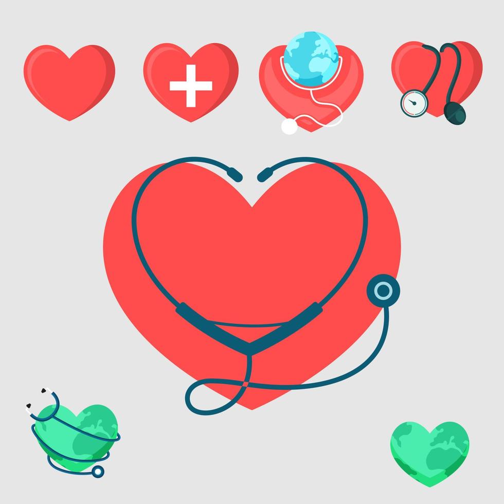 Heart care icon collections vector. World Heart day element. Vector eps 10.