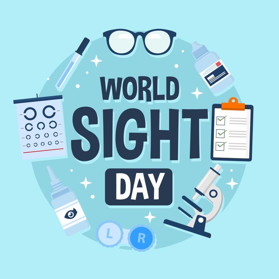 Sky blue background of World Sight Day illustration on healthcare icon element. Vector eps 10.