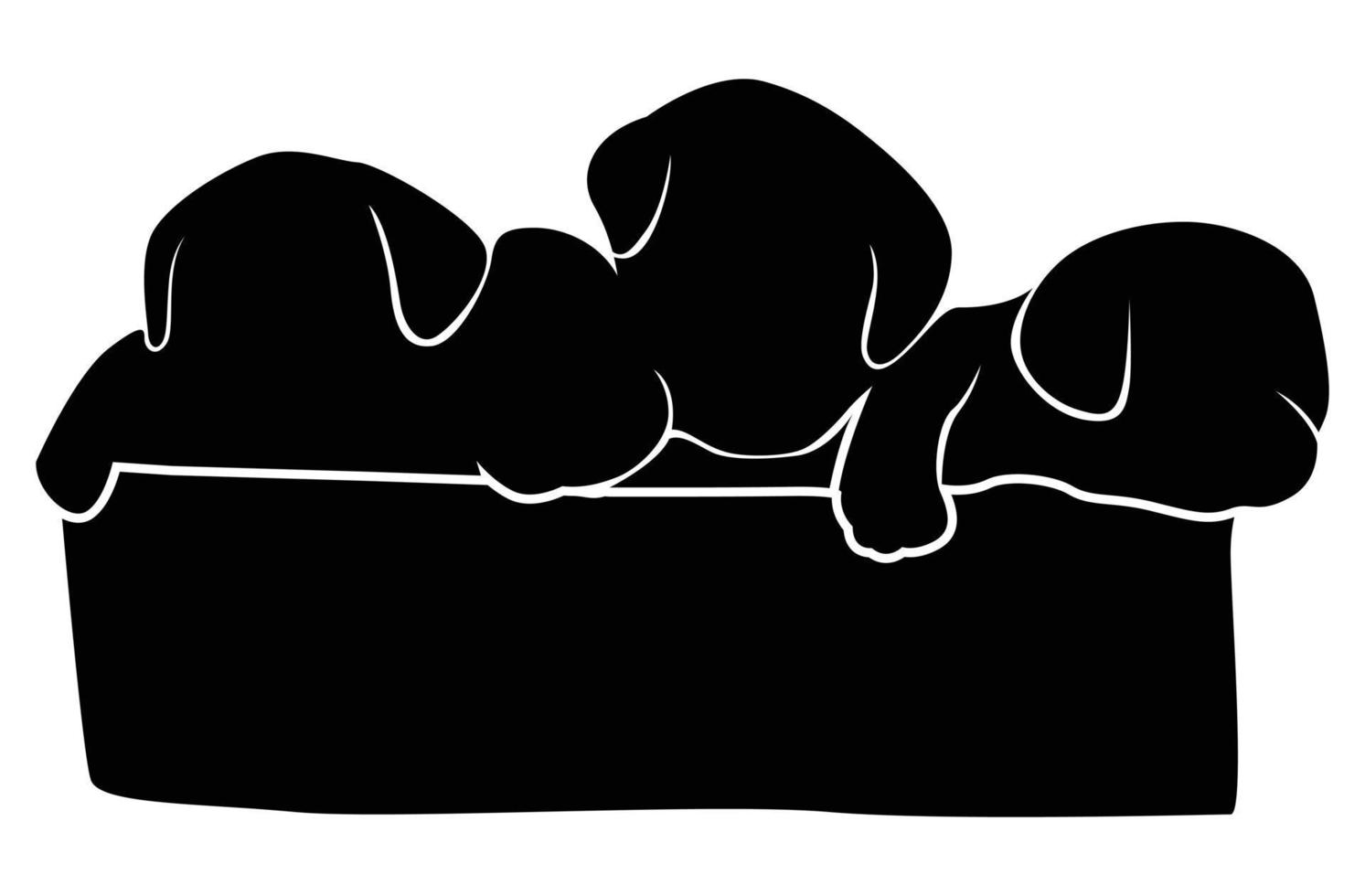 silhouettes of dogs playing together vector