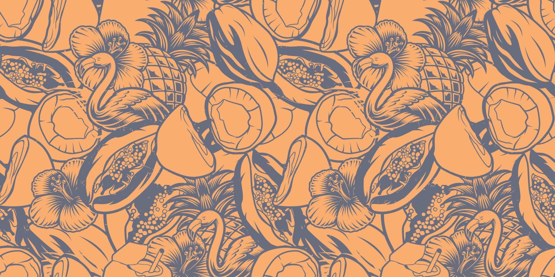 Monochrome vintage tropical background. vector