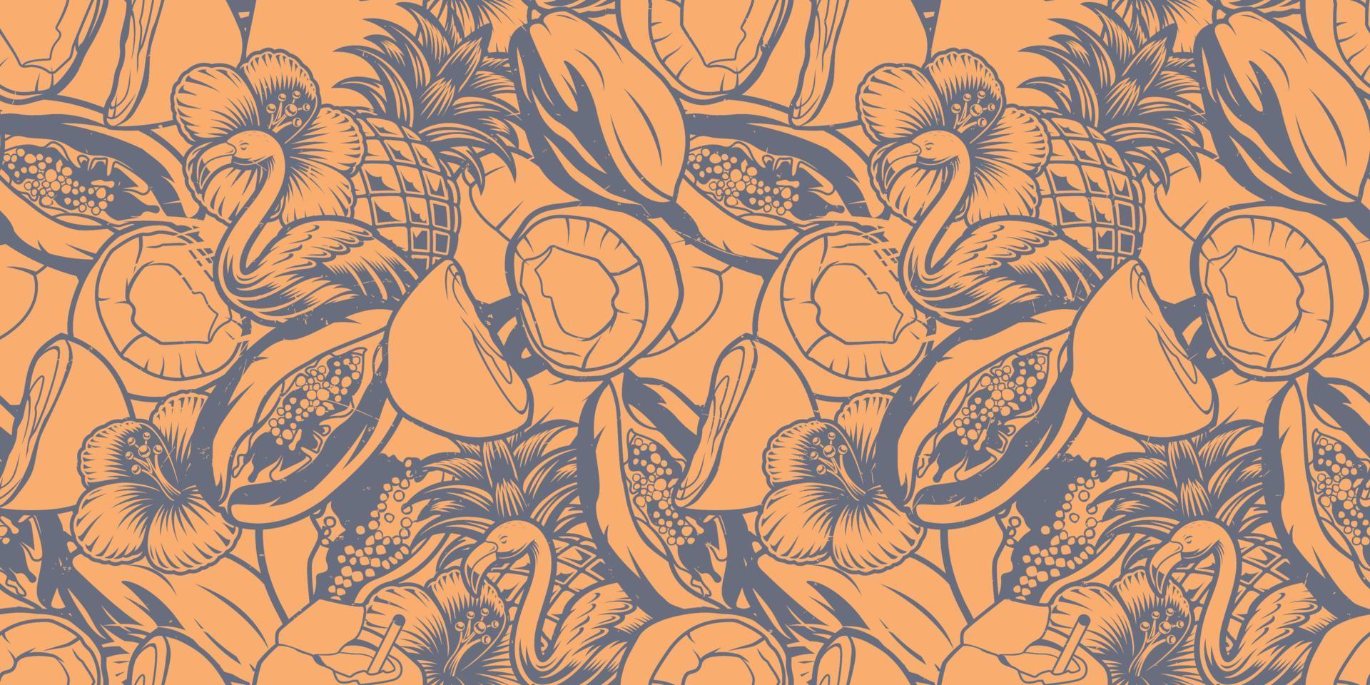 fondo tropical vintage monocromático. vector