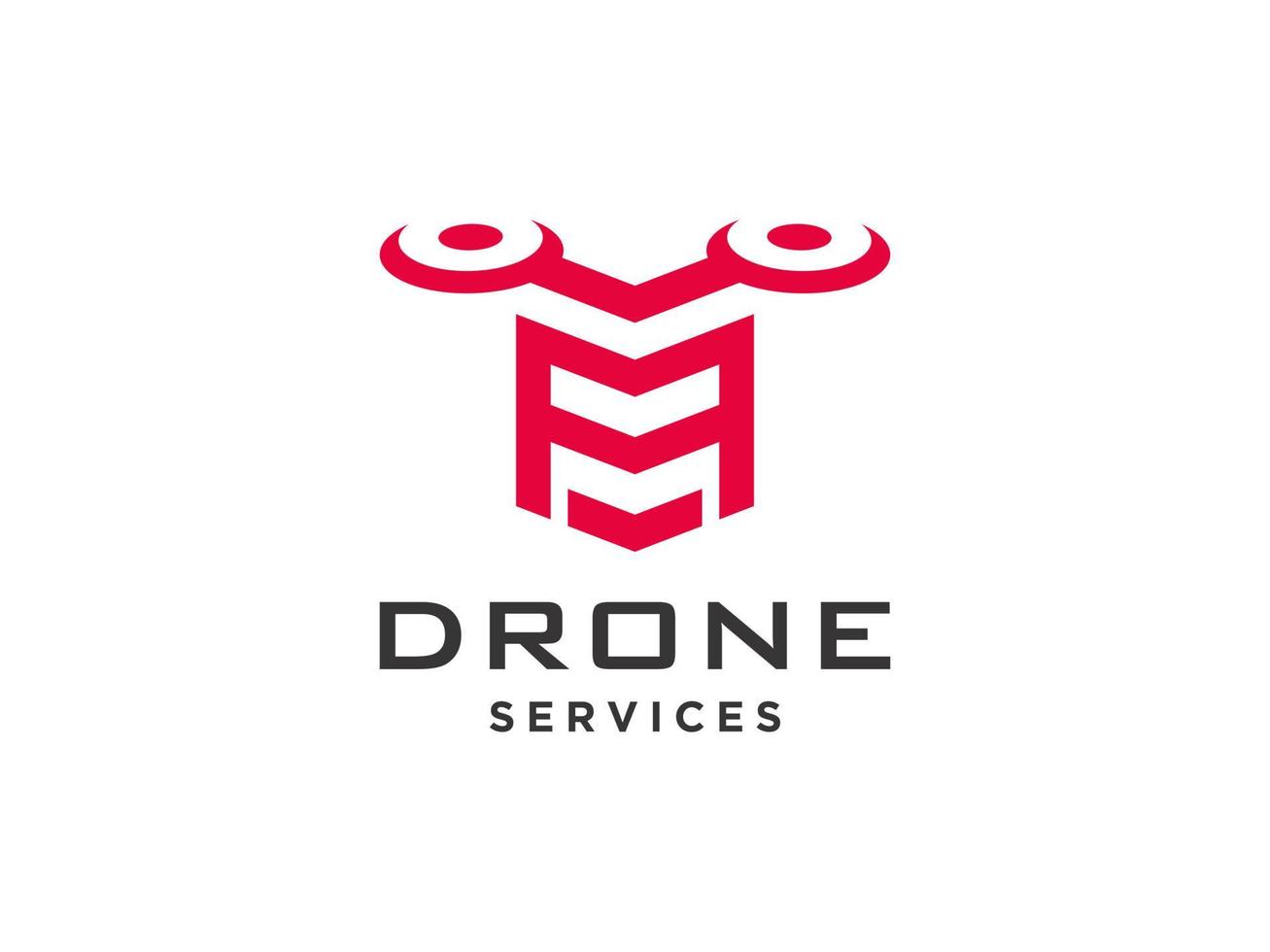 letra un icono de vector de plantilla de logotipo de drone. vector de drones de fotografía. icono de vector de helicóptero cuádruple