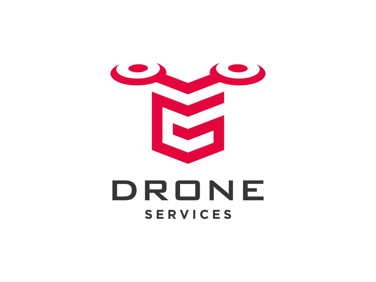 letra g icono de vector de plantilla de logotipo de drone. vector de drones de fotografía. icono de vector de helicóptero cuádruple