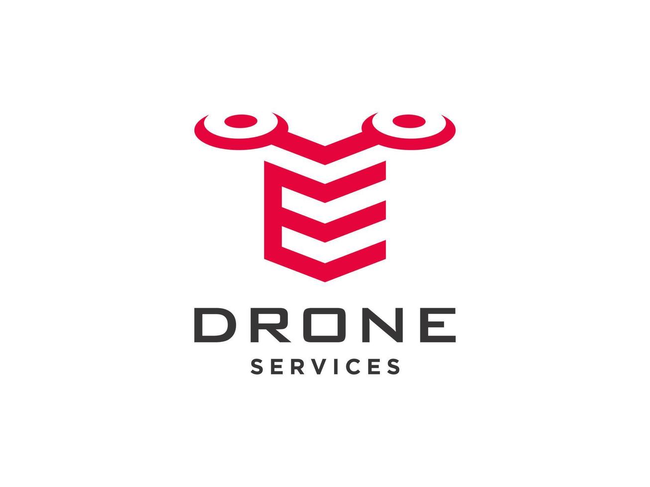 Letter E drone logo template vector icon. photography drone vector. quad copter vector icon