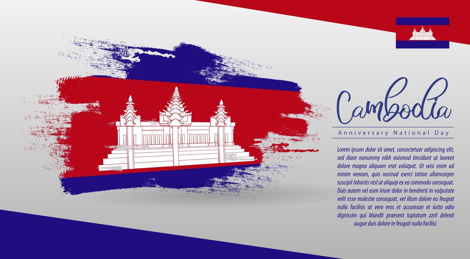 feliz día nacional camboya. banner, tarjeta de felicitación, diseño de volante. diseño de plantilla de cartel vector