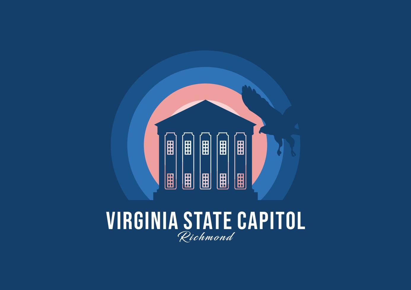 logotipo del edificio del capitolio del estado de virginia. la ilustración de arquitectura más grande del mundo. vector de símbolo de luz de luna moderna. eps 10