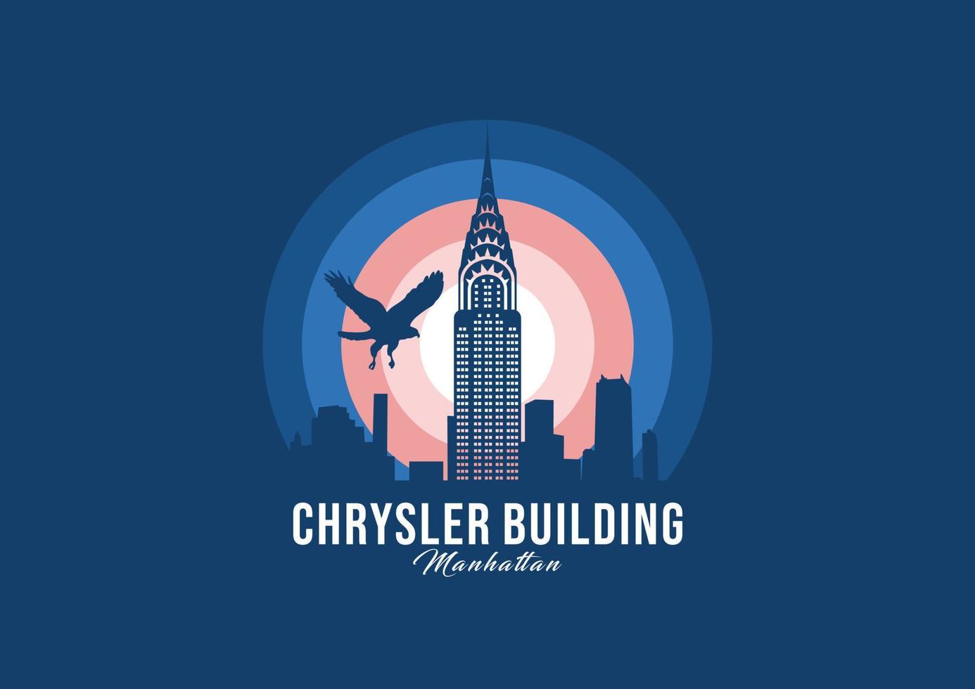 Famous US building logotype. World greatest architecture illustration. Modern moonlight symbol vector. Eps 10 vector