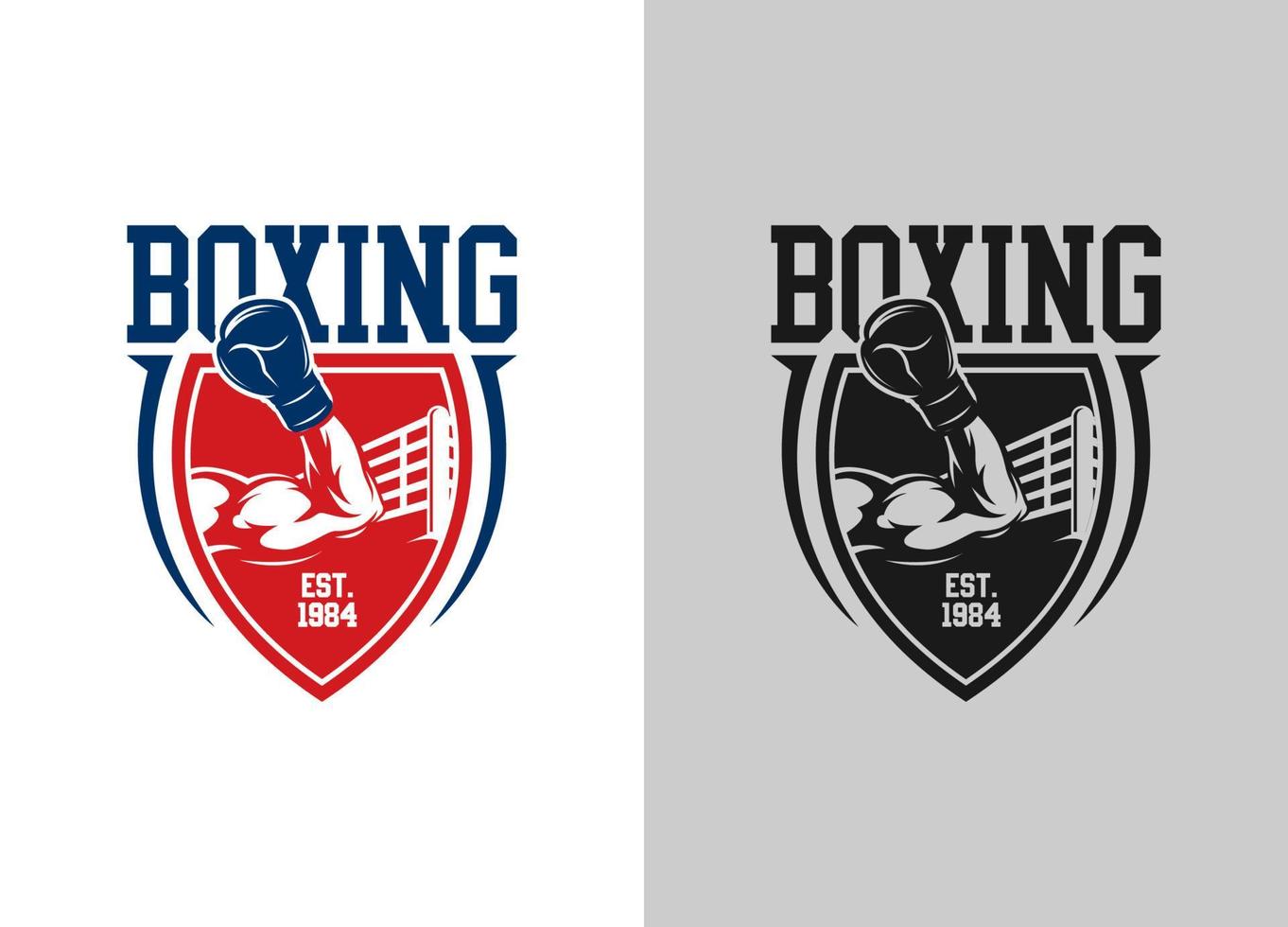 Boxing logo template. Boxing related design elements for prints, logos, posters. Vector vintage illustration. Eps 10