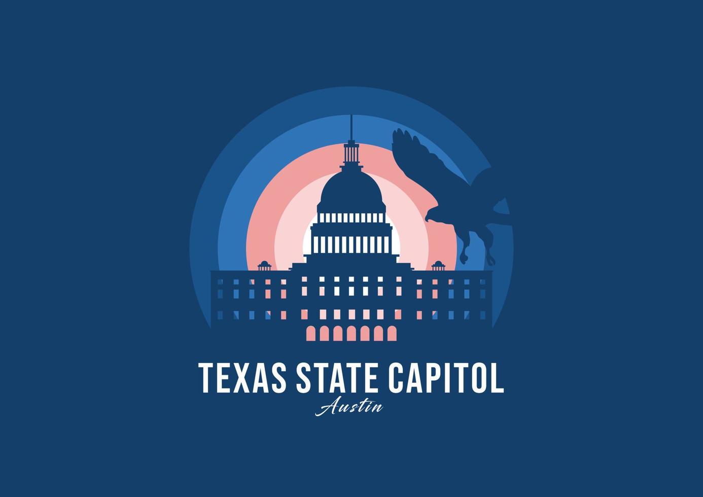 Texas State Capitol building logotype. World greatest architecture illustration. Modern moonlight symbol vector. Eps 10 vector