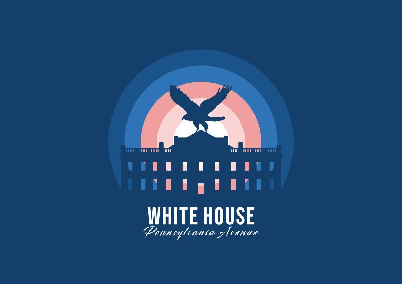 White House building logotype. World greatest architecture illustration. Modern moonlight symbol vector. Eps 10 vector