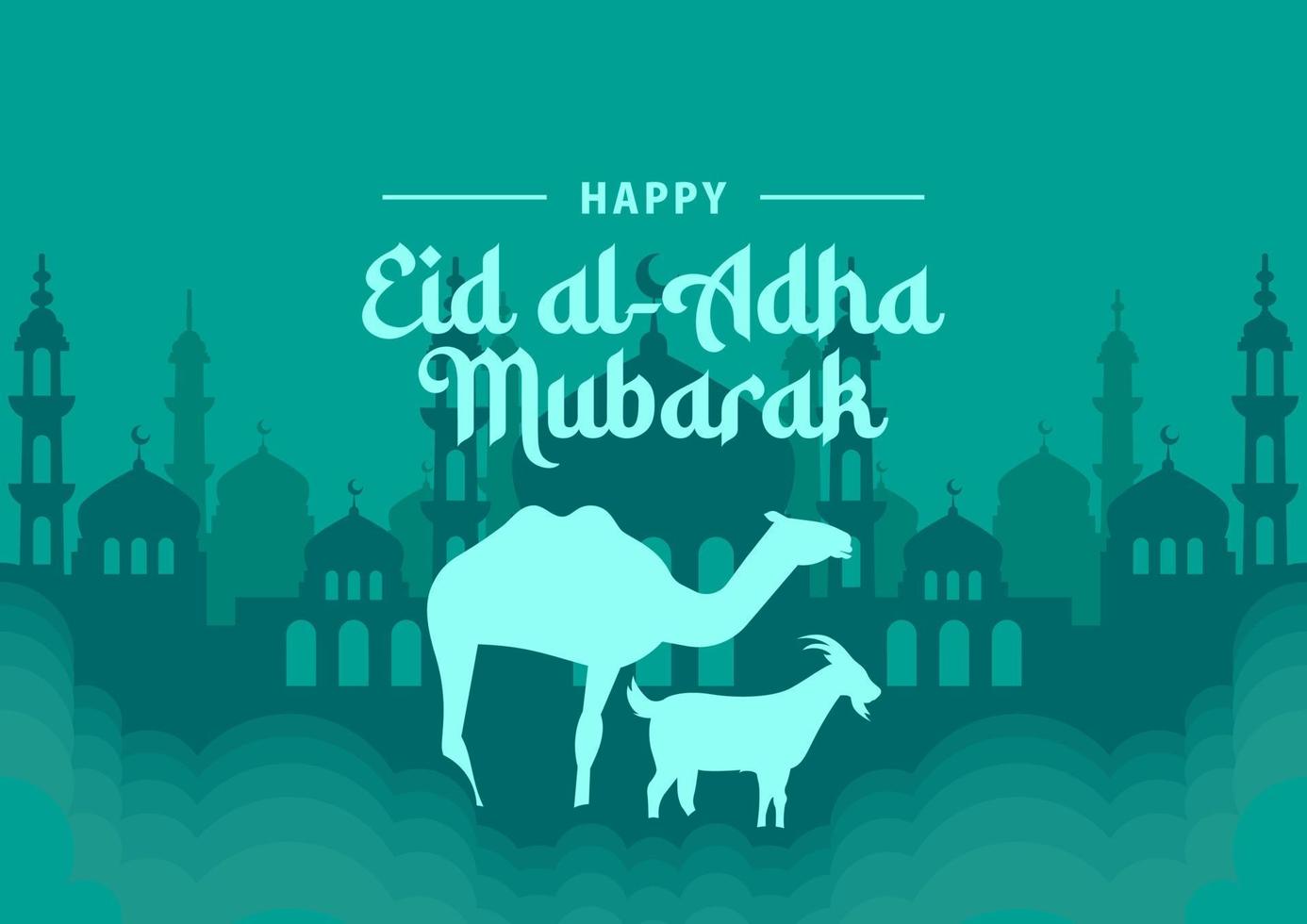 ilustración vectorial de eid al-adha. apto para pancarta, portada, afiche, volante, telón de fondo, fondo. eps 10. fondo de paisaje islámico. vector