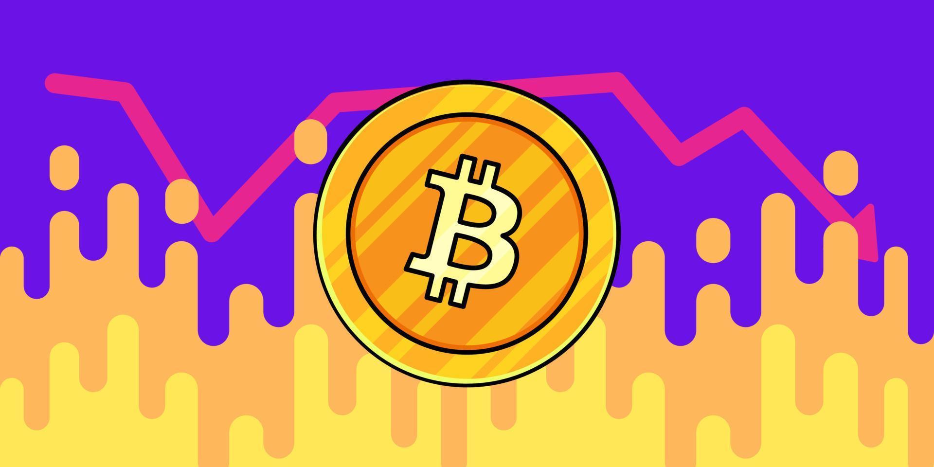 ilustración de diseño plano de caída del mercado criptográfico de bitcoin vector