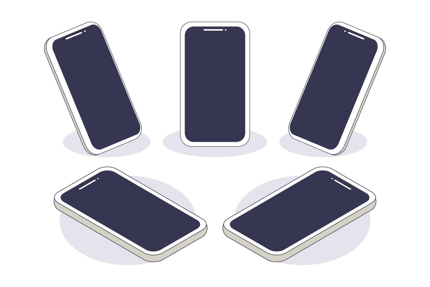 3D Outlined Flat Design Smartphone Mockup Vector