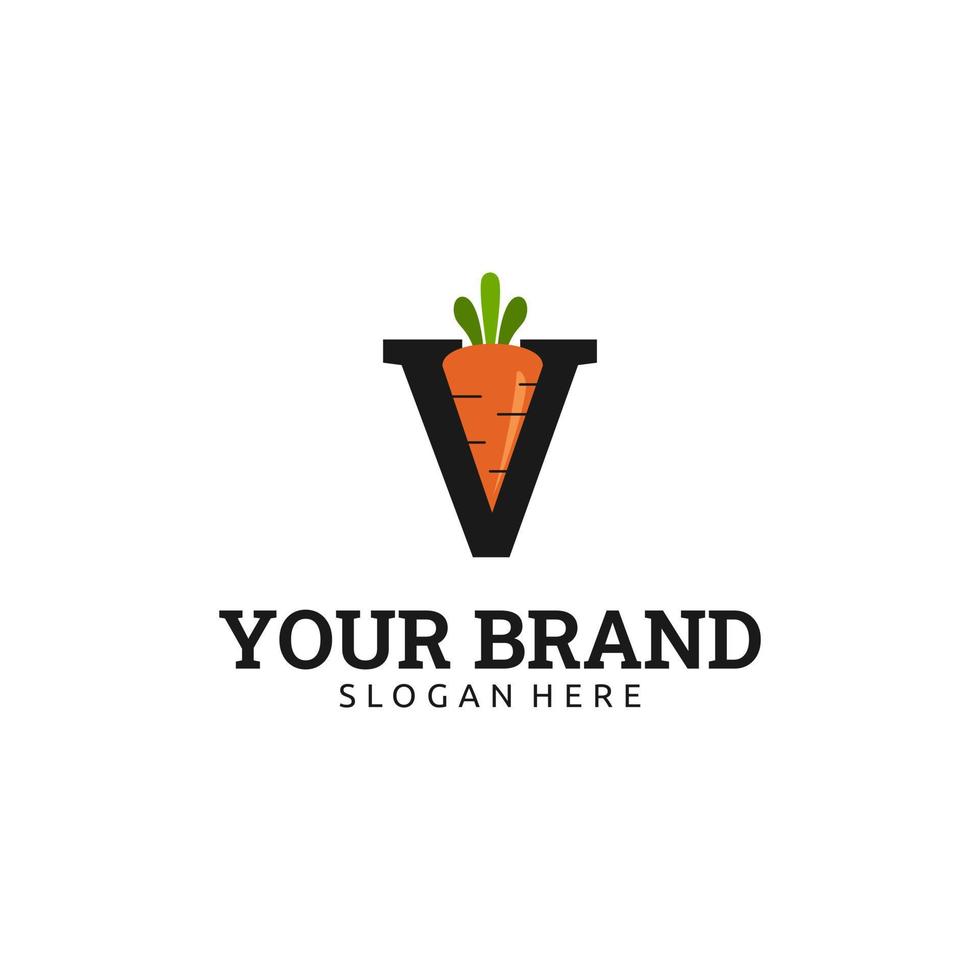 LETTER V CARROT LOGO DESIGN vector