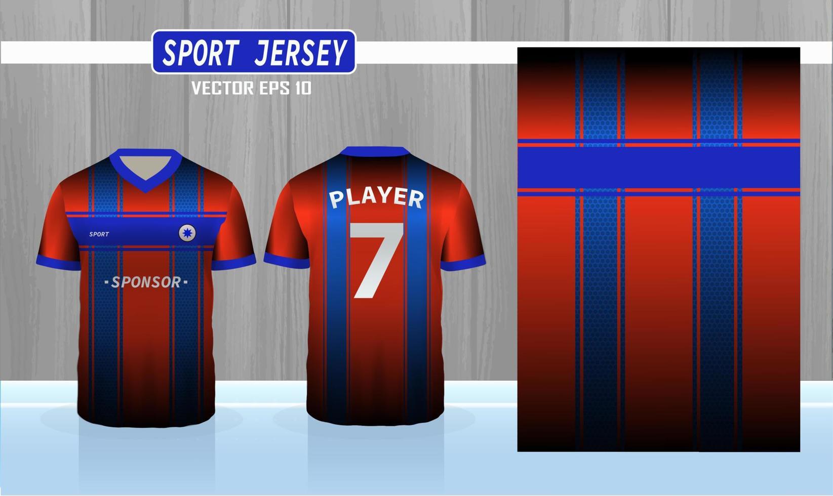 Sports jersey and t-shirt template sports jersey design vector mockup. Sports design for football, badminton, racing, gaming jersey.