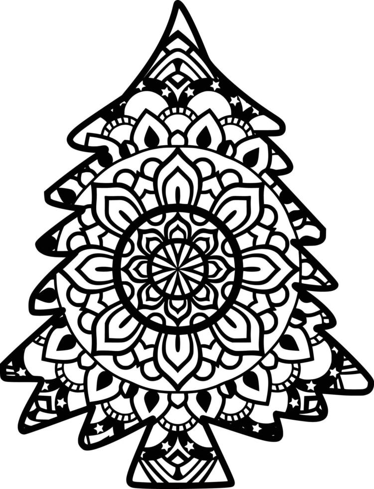 Christmas Tree Mandala Pattern Deco vector