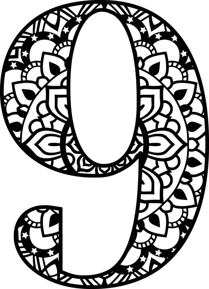 Numbers Mandala Pattern Print vector