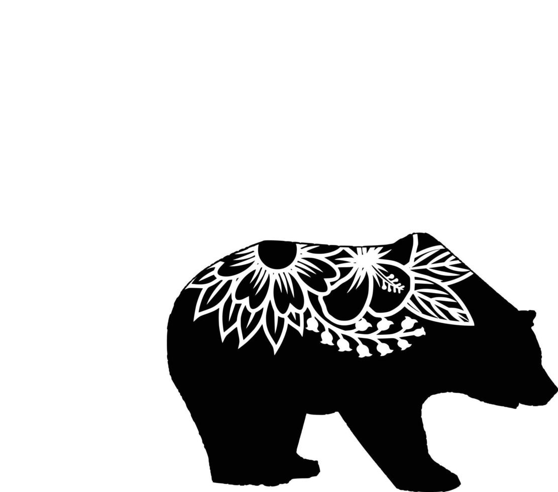 Print Bear Mandala vector