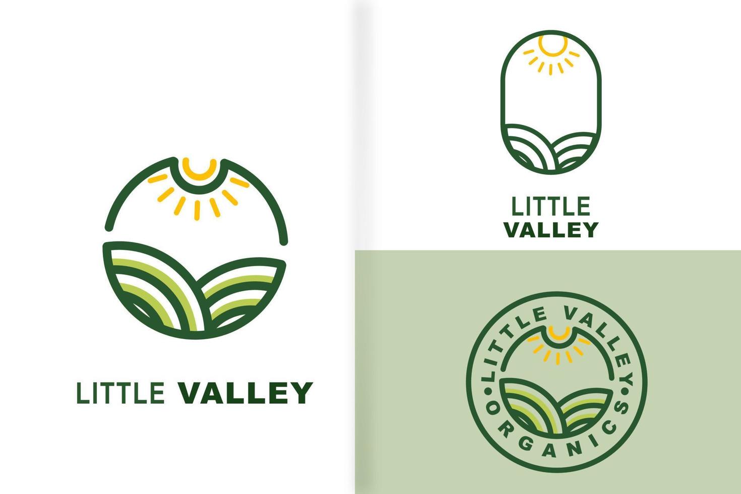 establecer plantilla de diseño de logotipo de granja de naturaleza verde.logotipo de concepto de casa de granja. vector