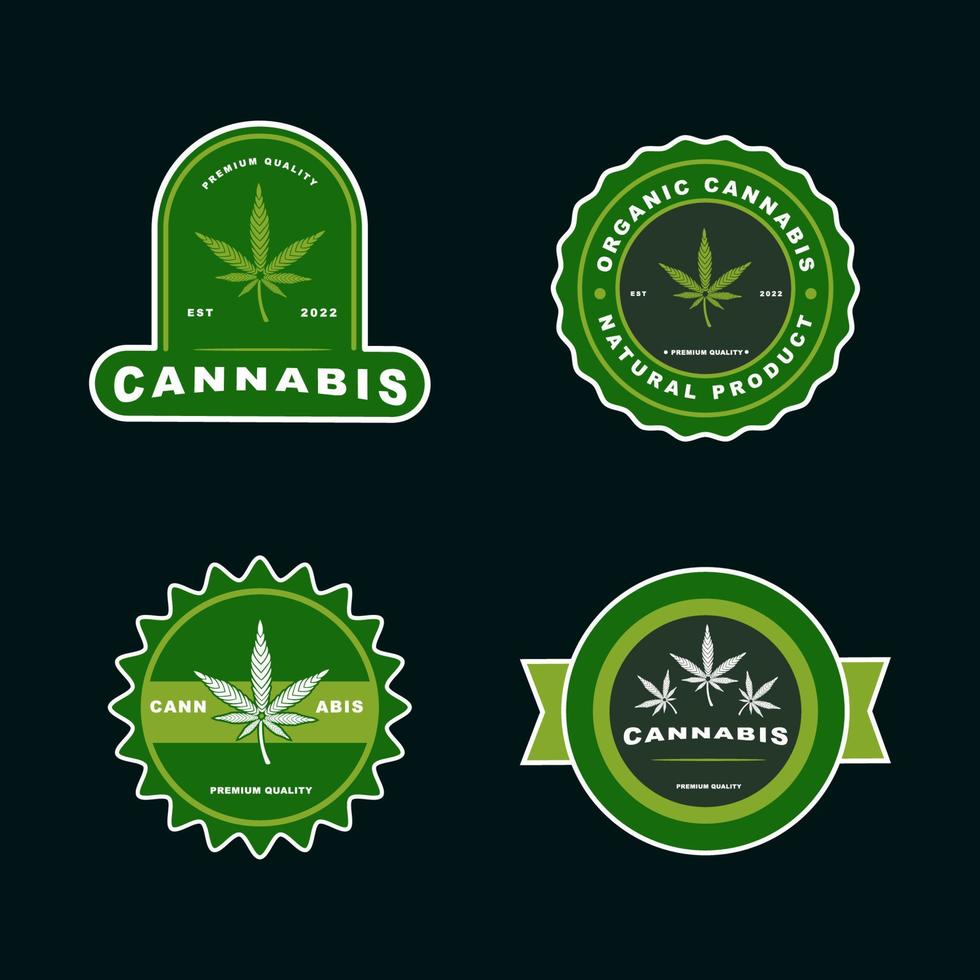 Cannabis Marijuana Hemp Pot Leaf labels vector