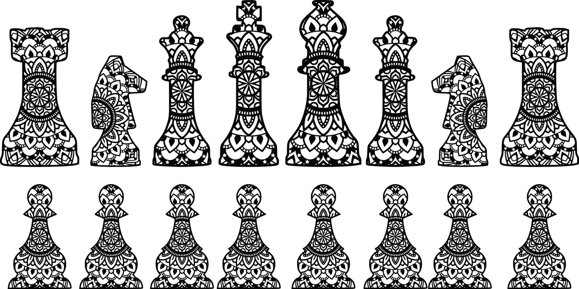 Chess Game Mandala Print 9289924 Vector Art at Vecteezy