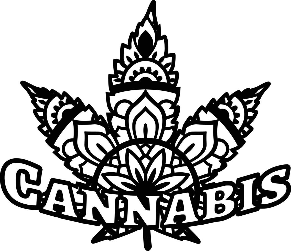 estampado de mandala de cannabis vector
