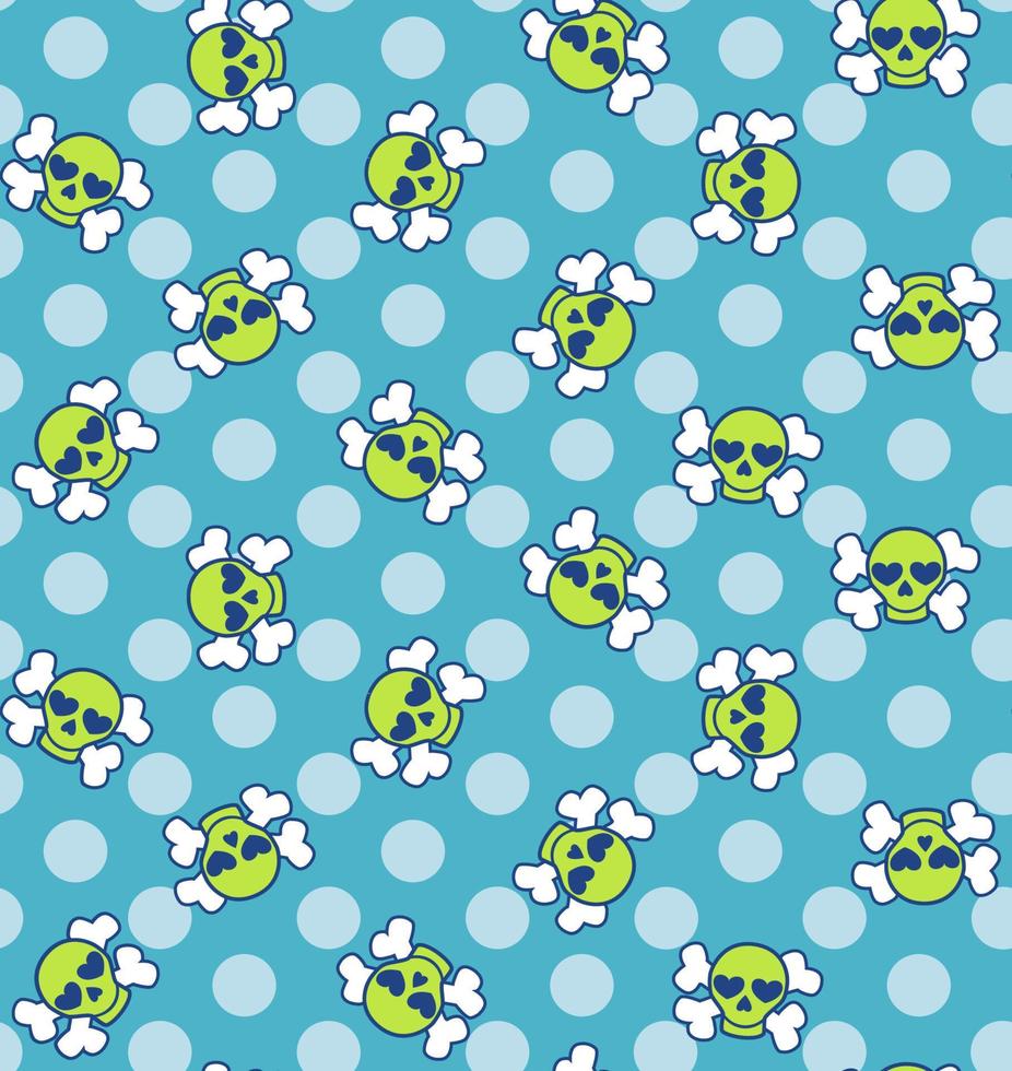Cartoon skull repeat seamless pattern vector