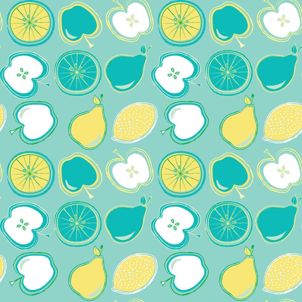 Summer fruits seamless repeat pattern vector