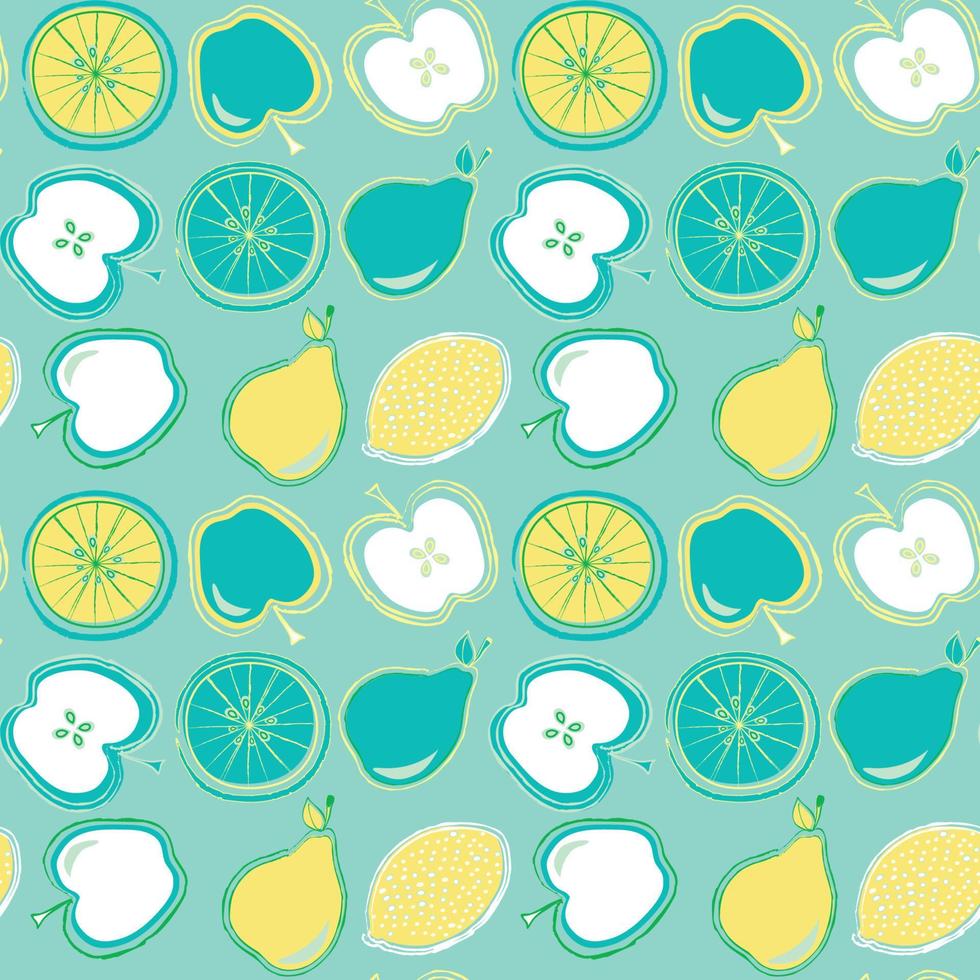 Summer fruits seamless repeat pattern vector