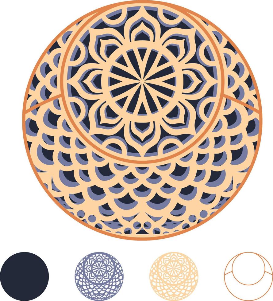 Mandala Pattern Print Laser Cut File vector