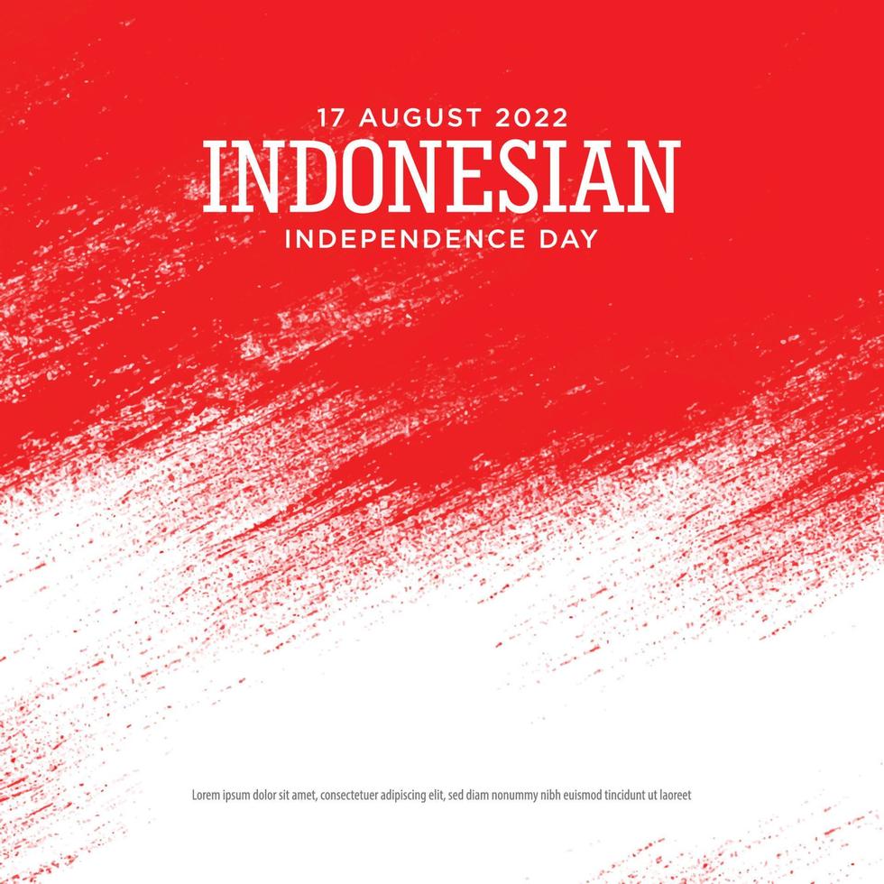 día de la independencia de indonesia con diseño de fondo grunge rojo y gris. el texto indonesio significa longevidad indonesia. buena plantilla para el diseño del día de la independencia de indonesia. vector